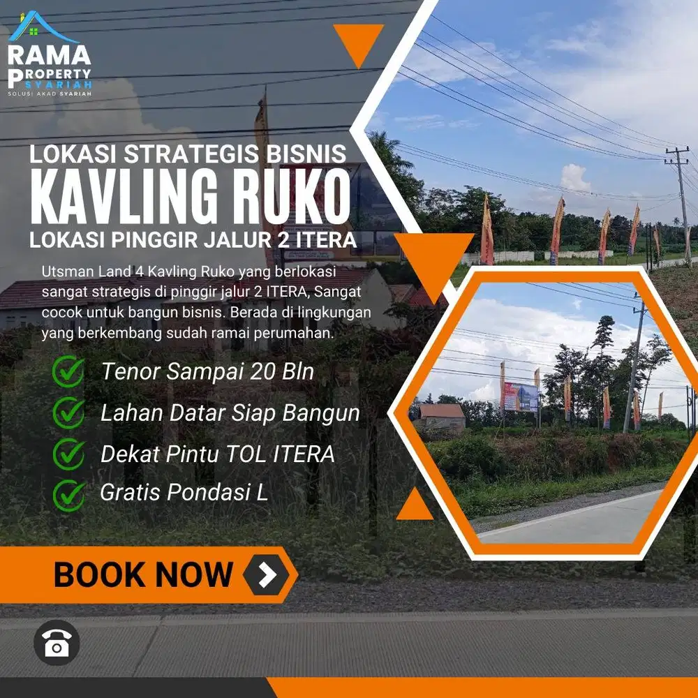 TANAH KAVLING RUKO ITERA DIPINGGIR JALUR DUA N KAMPUS ITERA DP MURAH