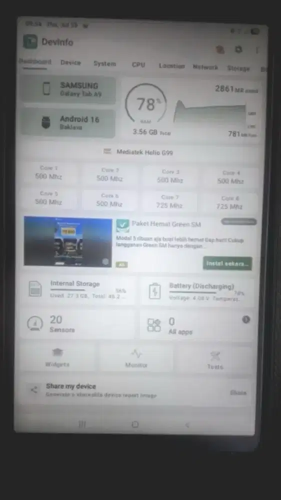 Samsung Galaxy Tab A9 LTE 8.7inch 4/64gb like new