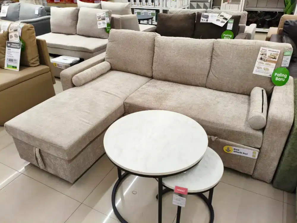 Selma Markus Sofa Bed Sudut Fabric – Krem Beige