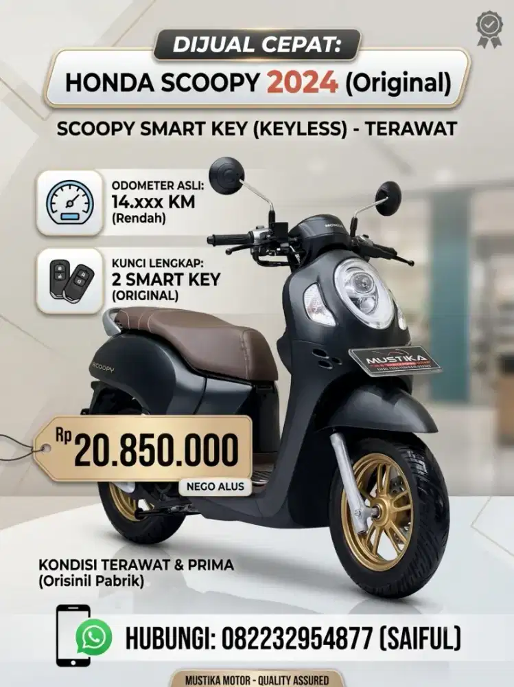 Perfect Condition!!Honda Scoopy keyles 2024 N Asli Mulus-Mustika