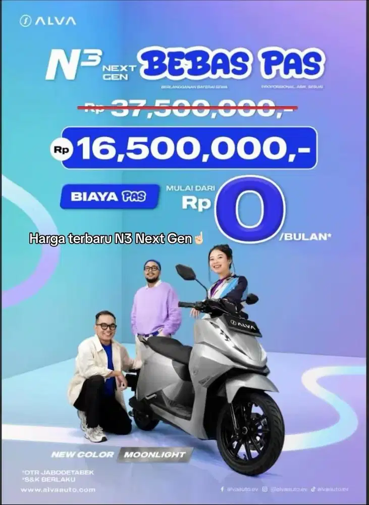 Motor Listrik ALVA N3 Next Gen Baru | Garansi Resmi | Ready