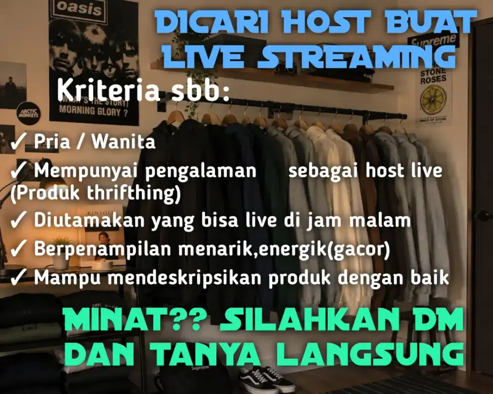 Dicari Host untuk jualan Live