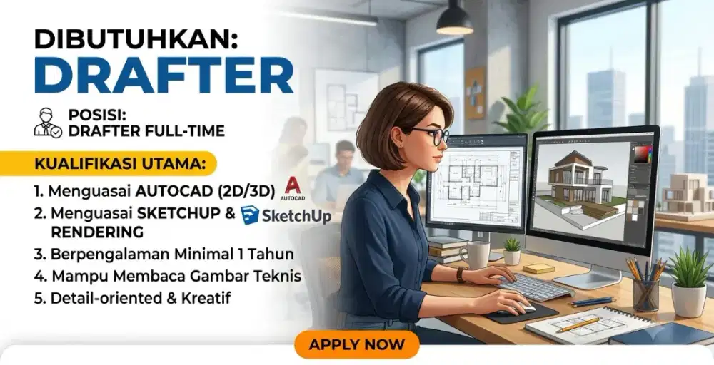 Di cari drafter wfh kerja dari rumah sendiri