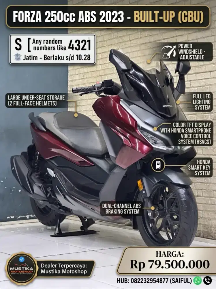 Perfect Condition!!Honda Forza 250cc ABS 2024 Plat Jatim Mulus-Mustika