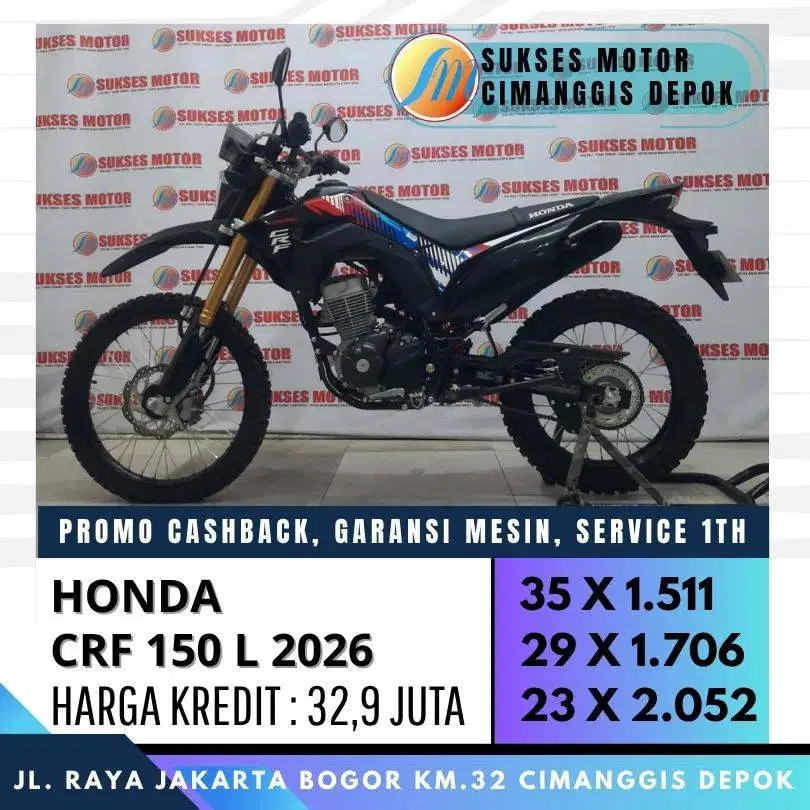 HONDA CRF 150L 2026 MULUS UIT ISTIMEWA KM LOW CASH KREDIT BISA