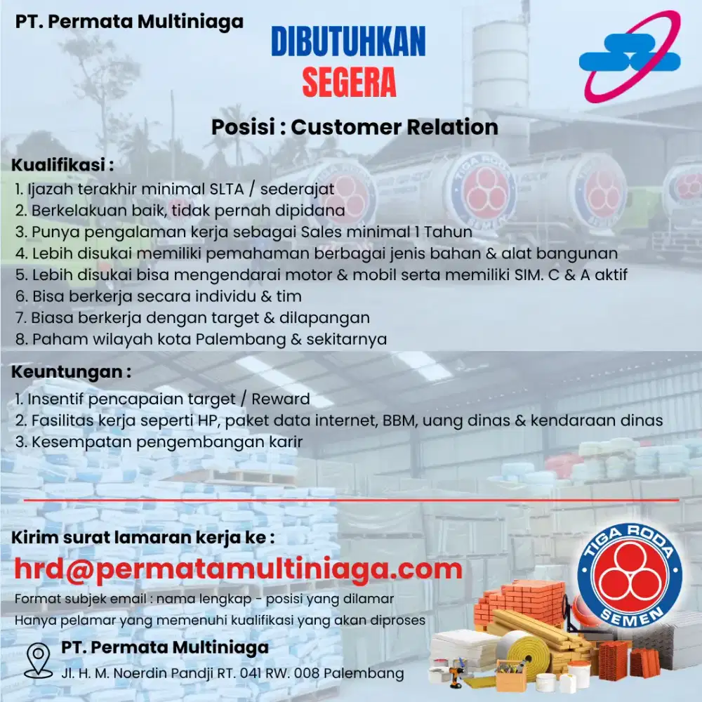 Loker Posisi Customer Relation / Sales Retail