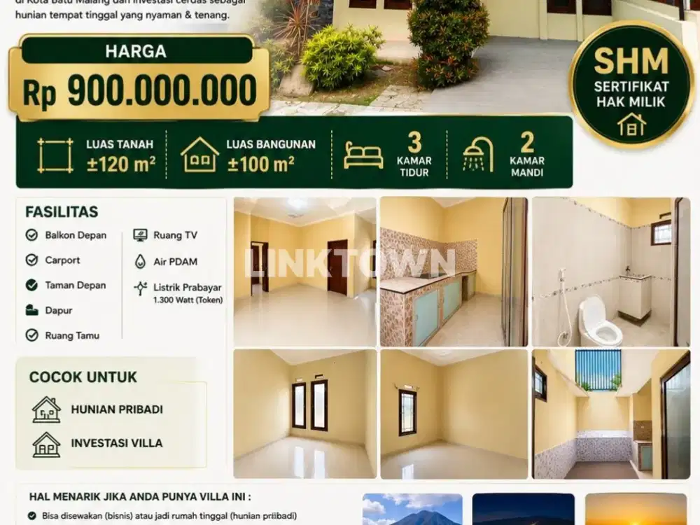 Dijual Termurah Rumah atau Villa di Batu Malang