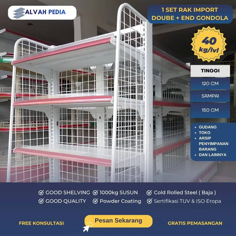 RAK 1 SET MINIMARKET IMPORT MURAH DOUBLE + END GONDOLA