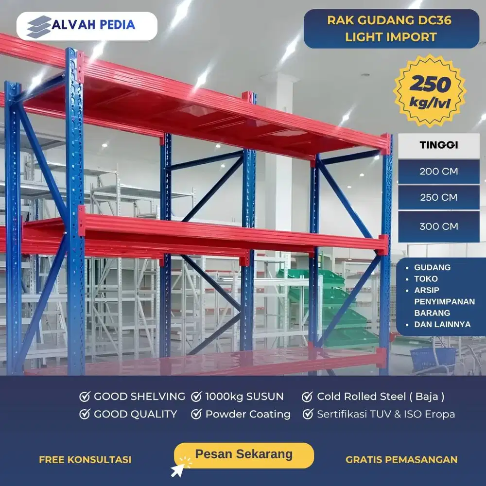 RAK GUDANG SUSUN KUAT 250 KG SUSUN ANTI PENYOK SERTA ANTI KARAT DC36