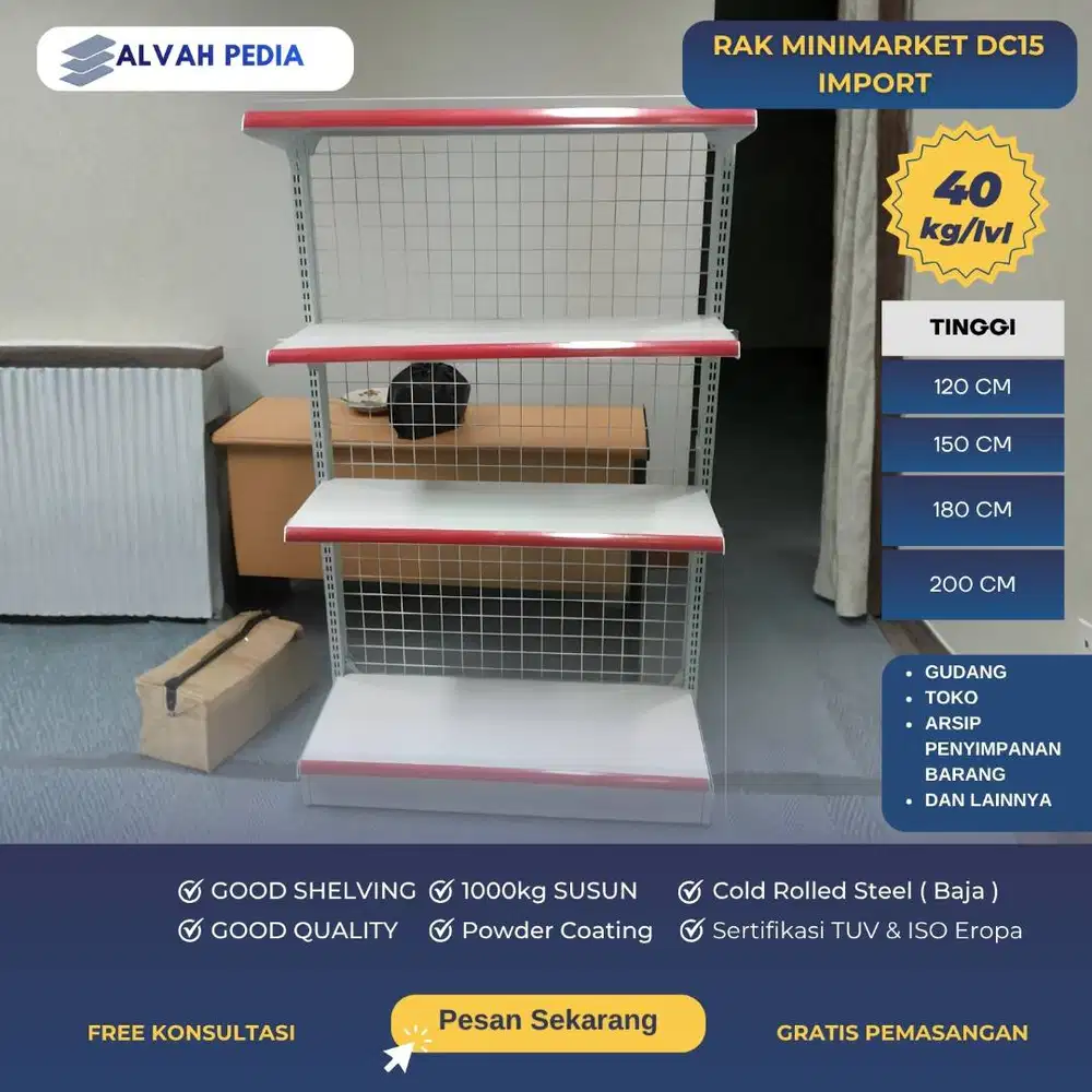RAK MINIMARKET BARU MURAH DAN IMPORT KAP 40KG / SUSUN KUAT ANTI PENYOK