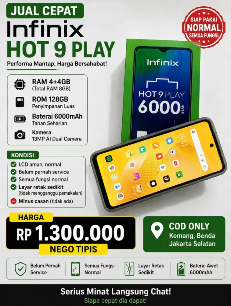 Jual cepat Infinix hot 9 play