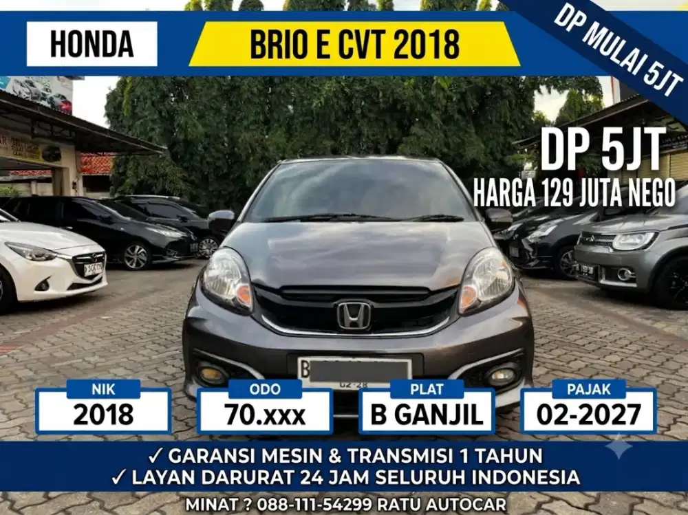 DP PROMO 5 JT BRIO E MATIC 2018 ABU LOW KILOMETER 70RB