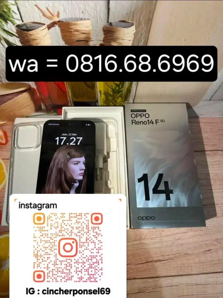 Jual hp LIKENEW oppo reno 14f 5g 8/256 istimewa grns masih aktif