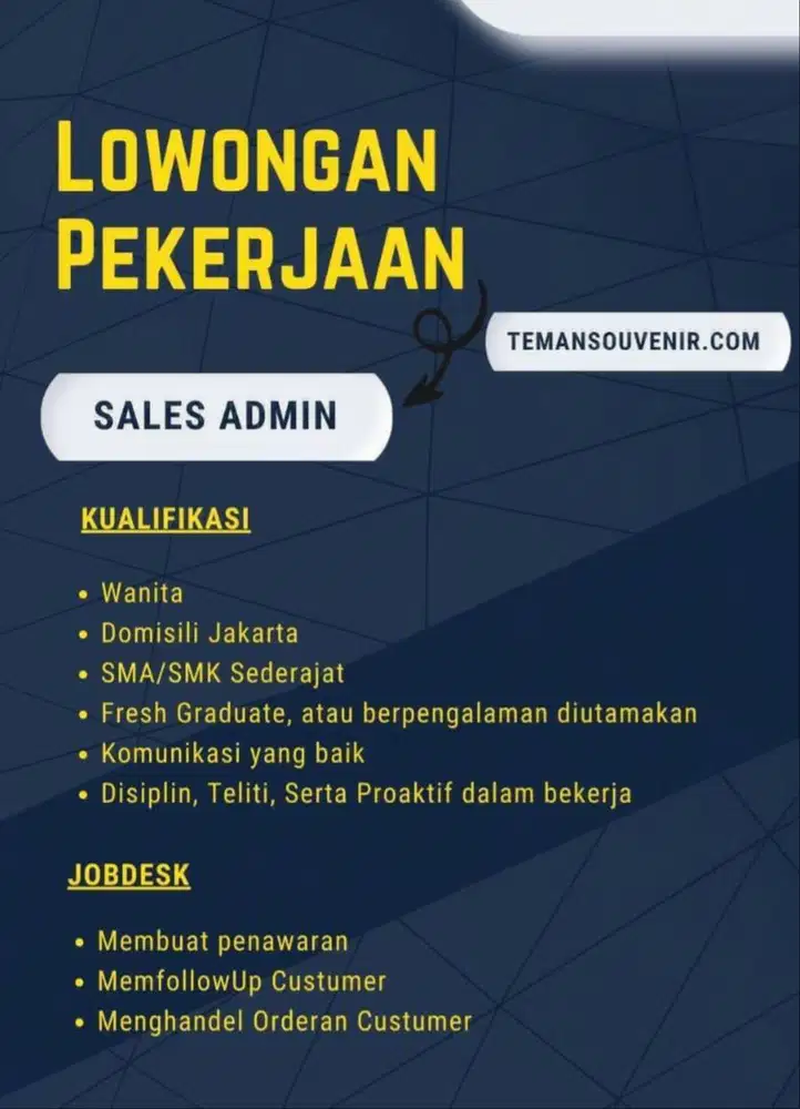 admin sales teman souvenir