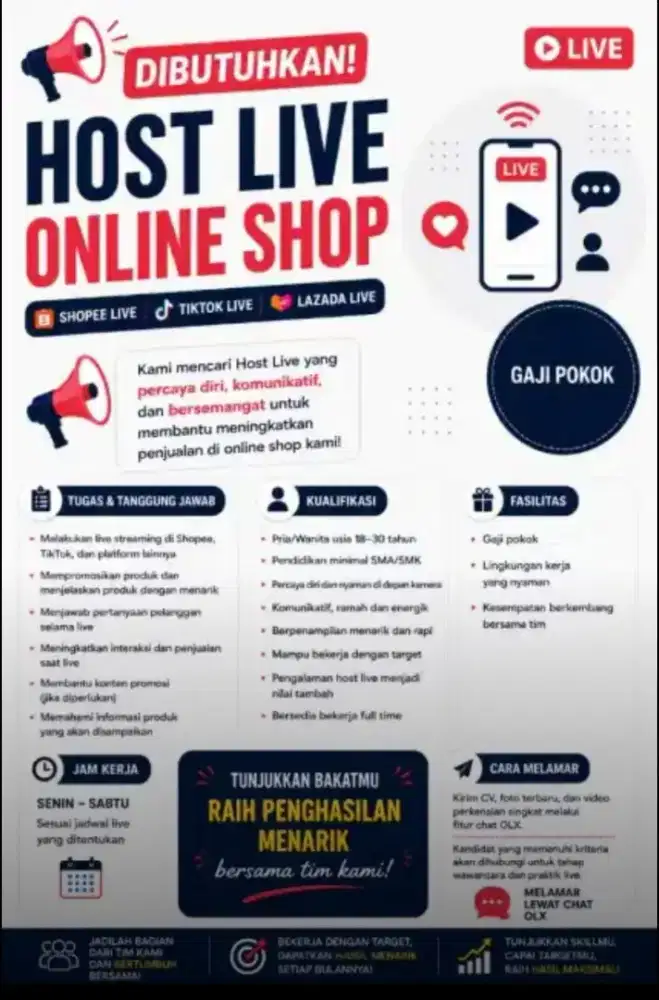 Dibutuhkan Host Live Onlineshop