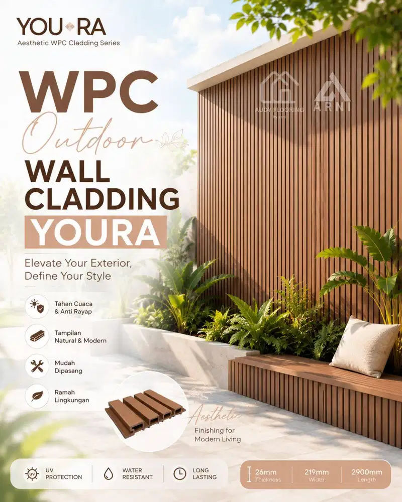 WPC Outdoor Wall Cladding YOURA 26mm | Dinding Eksterior Panel Kayu