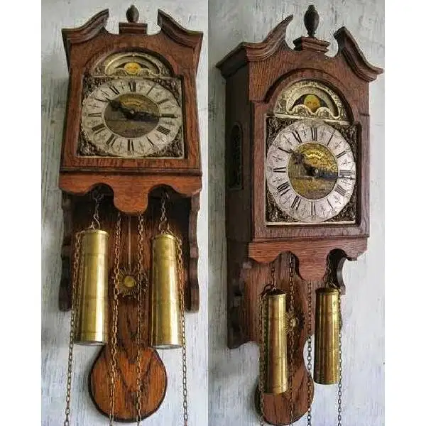 Jam antik Art Neuvo WUBA moonphase wall Clock era 1800 Germany
