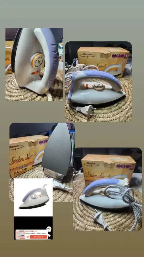 Setrika Listrik merk Maspion Tipe HA-340
Kondisi baru/new