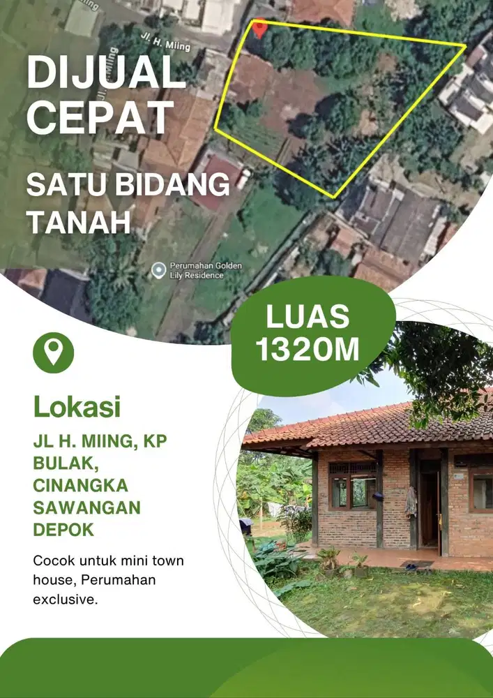 Dijual Cepat Tanah SHM 1.320 m² Cinangka – Rp2,7 Juta/m²