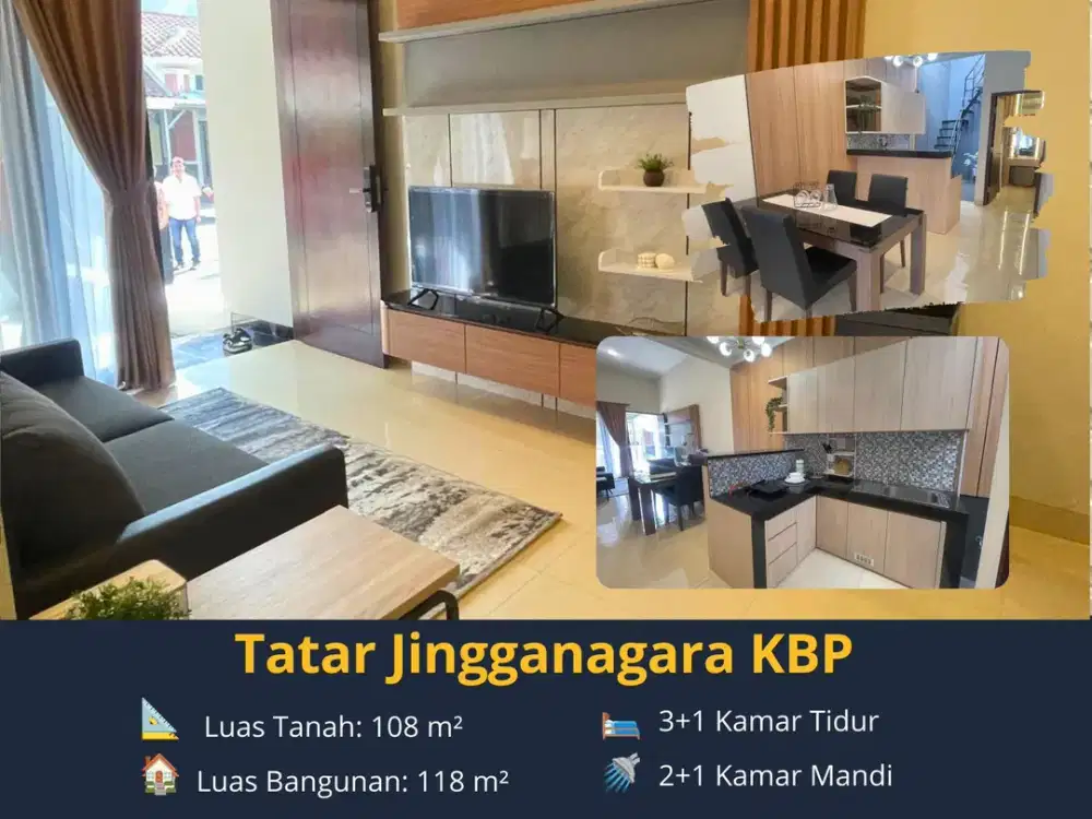 Dijual Rumah Full Furnished di Tatar Jingganagara – Kota Baru Parahyangan LT 108 m² | LB 118 m² | 3+1 KT | Carport 2 Mobil