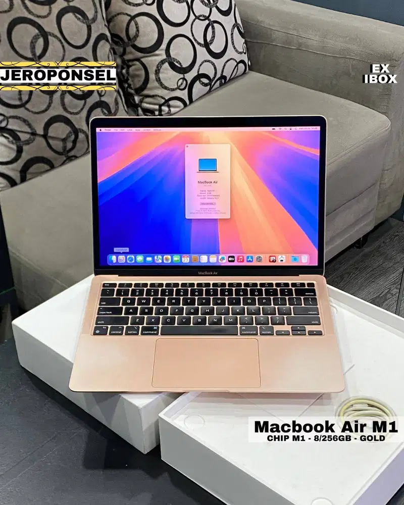 MACBOOK AIR M1 256GB GOLD EX IBOX LIKE A NEW ORIGINAL GARANSI