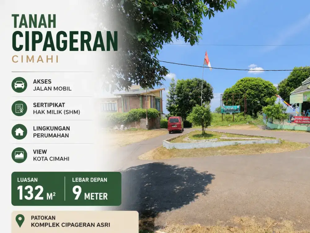 Tanah SHM Cimahi 132 m2 (Komplek Cipageran Asri)