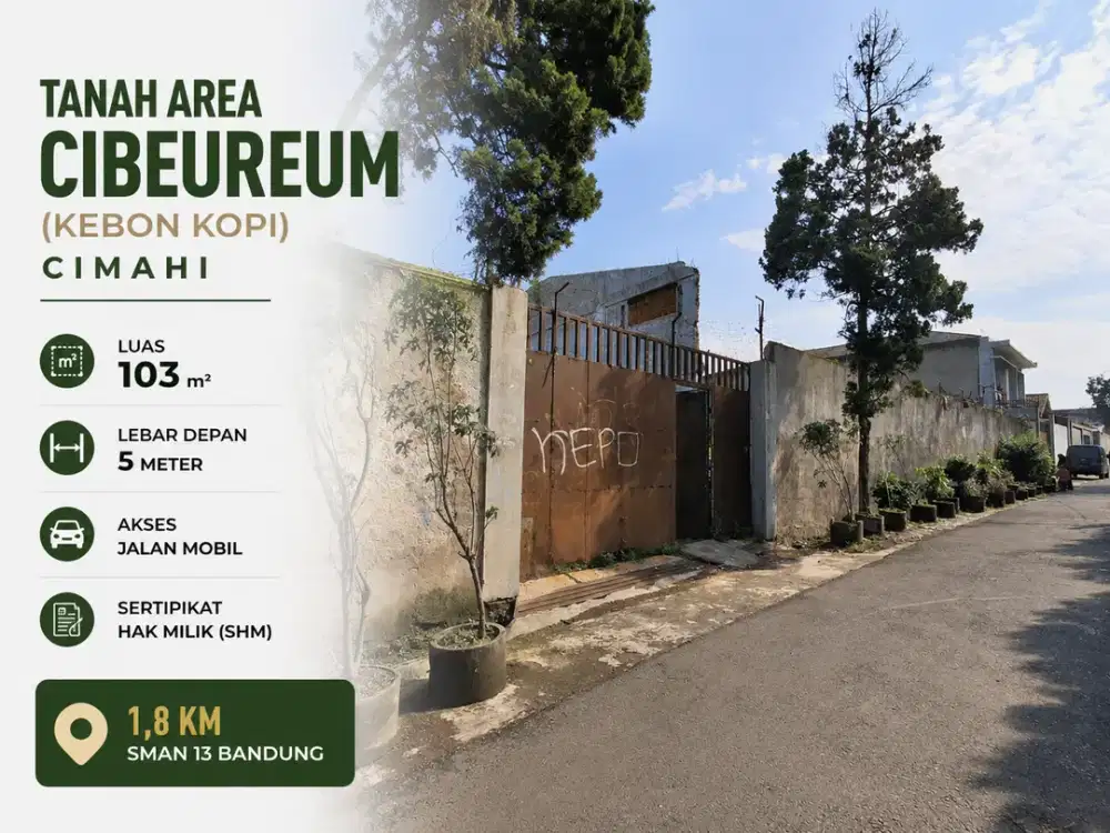 Tanah Cimahi Cibeureum Areal Kebon Kopi (SHM, Akses Mobil)
