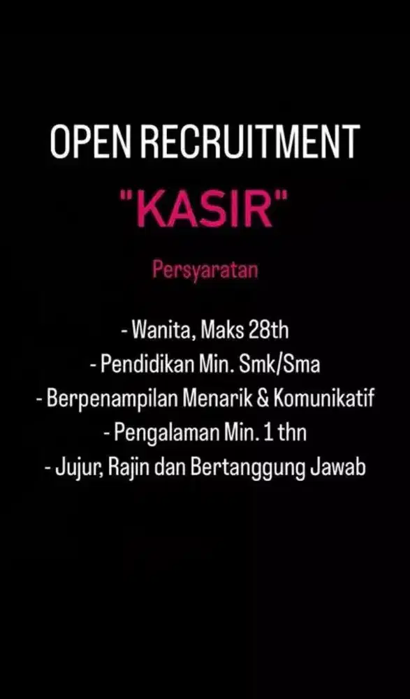 DICARI KASIR BARBERSHOP