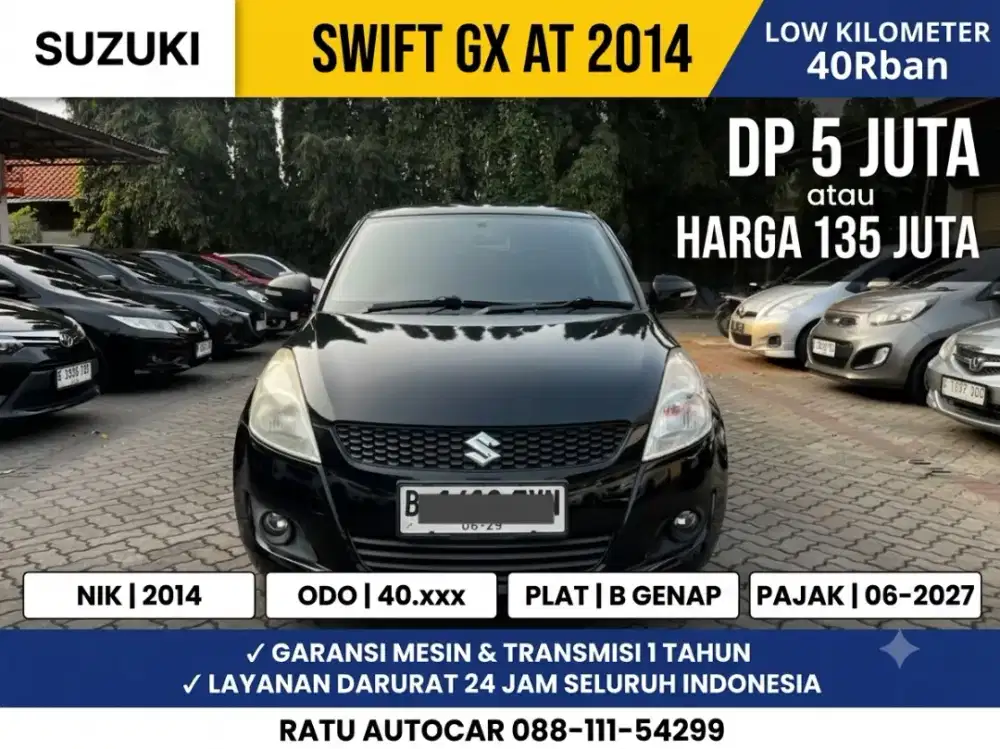 DP PROMO 5 JUTA SWIFT GX MATIC 2014 LOW KILOMETER 40RB HITAM