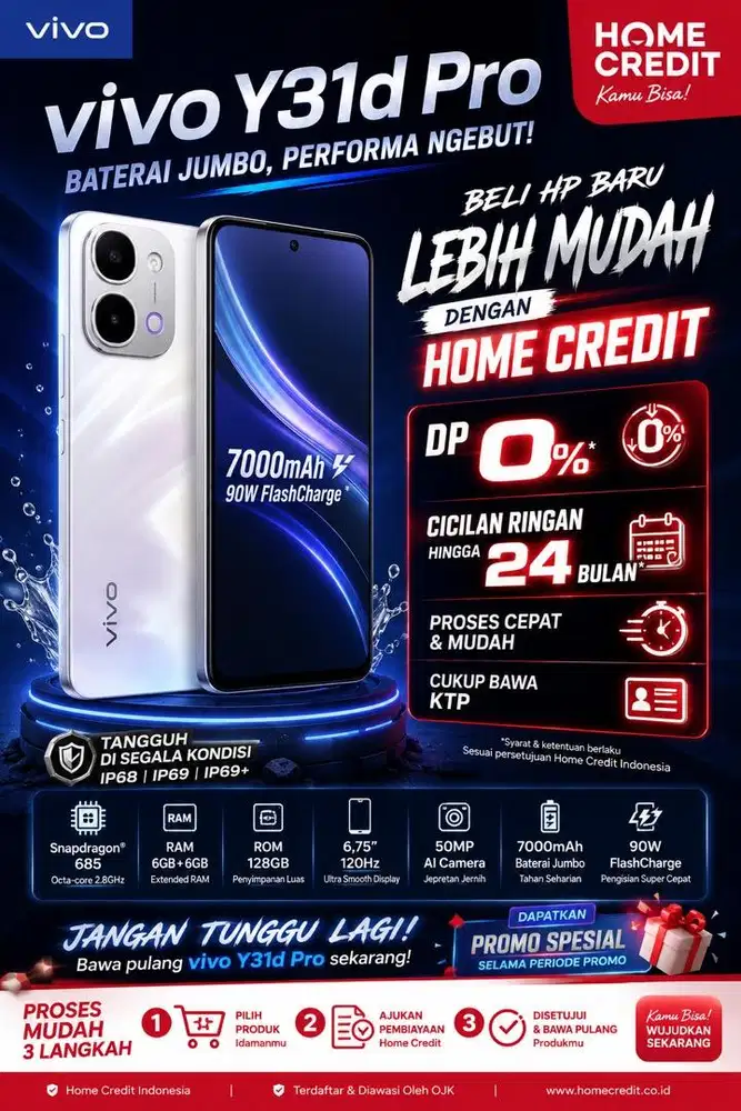 Pengen Hp VIVO Y31d Pro Tapi Budget Terbatas? Tenang, Ada Home Credit!