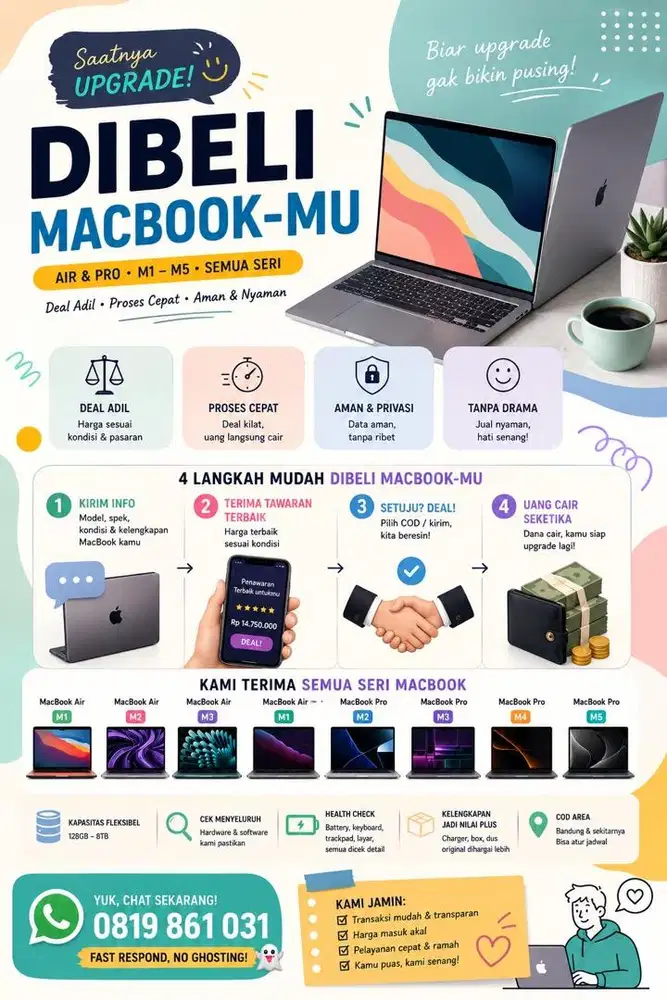 Dibeli ditampung semua jenis macbook pro air semua seri m1 m2 m3 m4 m5