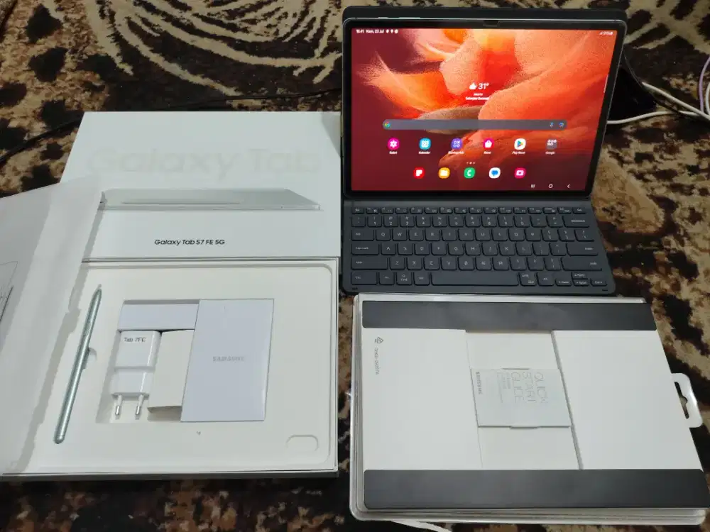 Jual Samsung galaxy Tab S7 FE 5G fullset full original istimewa mantap