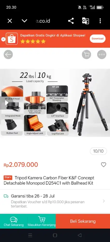 Tripod K&F concept carbon D254C1 like new