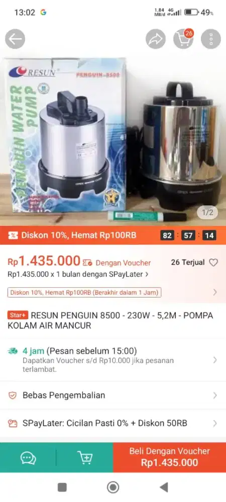 Pompa Kolam Resun Penguin 8500