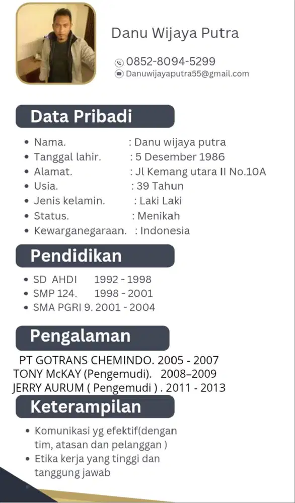 Mencari kerja Driver Pribadi/Perkantoran