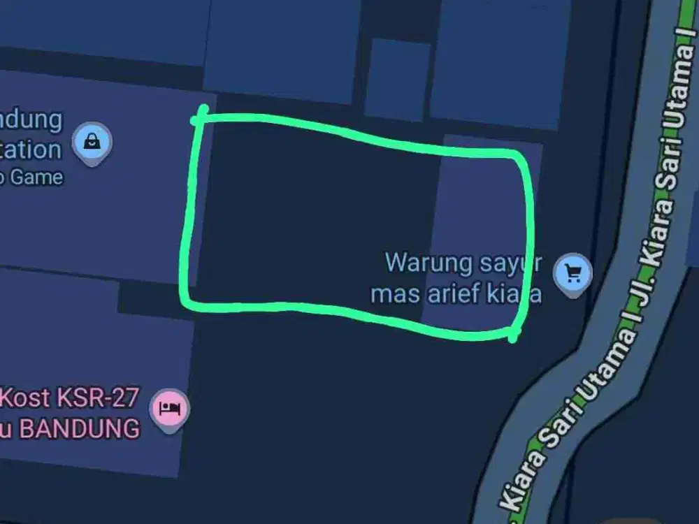 TENGAH KOTA TANAH KAVLING JALAN UTAMA  DIPERUMAHAN KIARA SARI 6JT/METER NEGO SHM