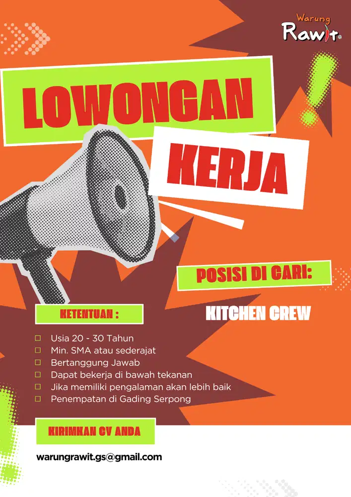 Dicari Kitchen Crew daerah Gading Serpong