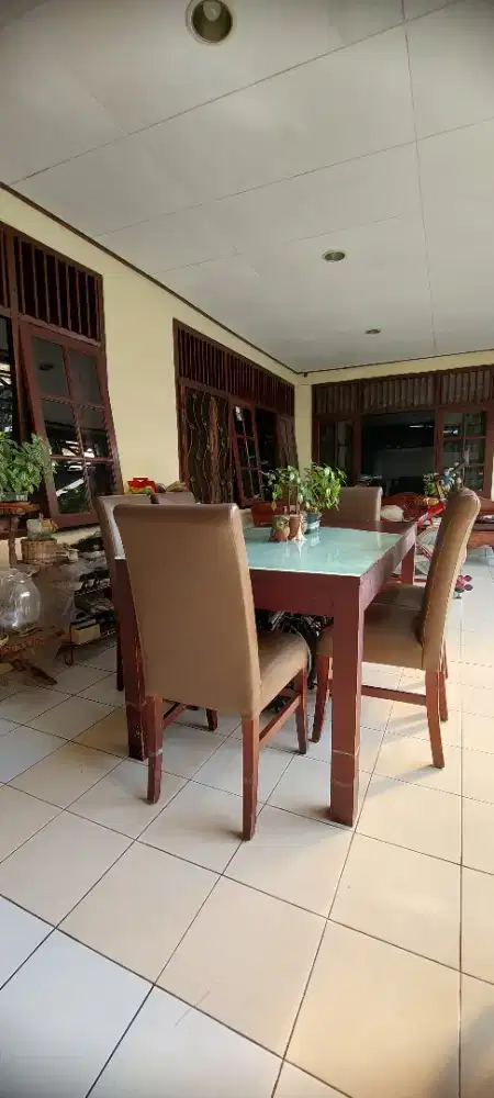 jual set meja makan jati, 6 kursi busa minimalis