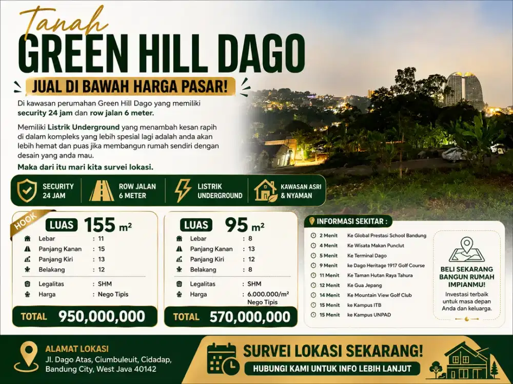 Tanah Hook Green Hill Dago – Kawasan Elite Bandung Utara