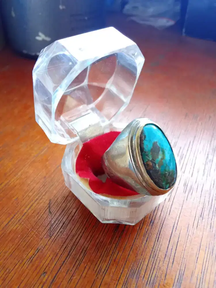 Dijual Cincin Batu Pirus Persia Motif Langka Burung Tepi Karang