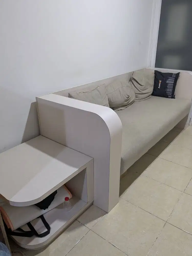 Sofa Minimalis 210cm + Side Table Custom HPL — Rangka Kokoh