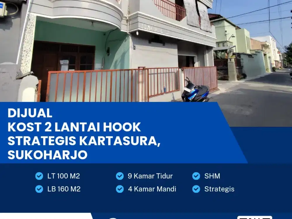 Dijual Kost 2 Lantai Hook Lokasi Strategis Kartasura, Sukoharjo Luas 100m2