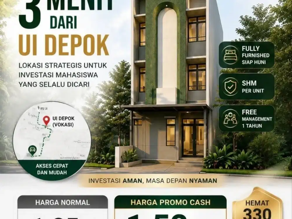 Dijual Kost Kosan Baru Hanya 3 Menit Ke Universitas Indonesia UI Depok Vokasi