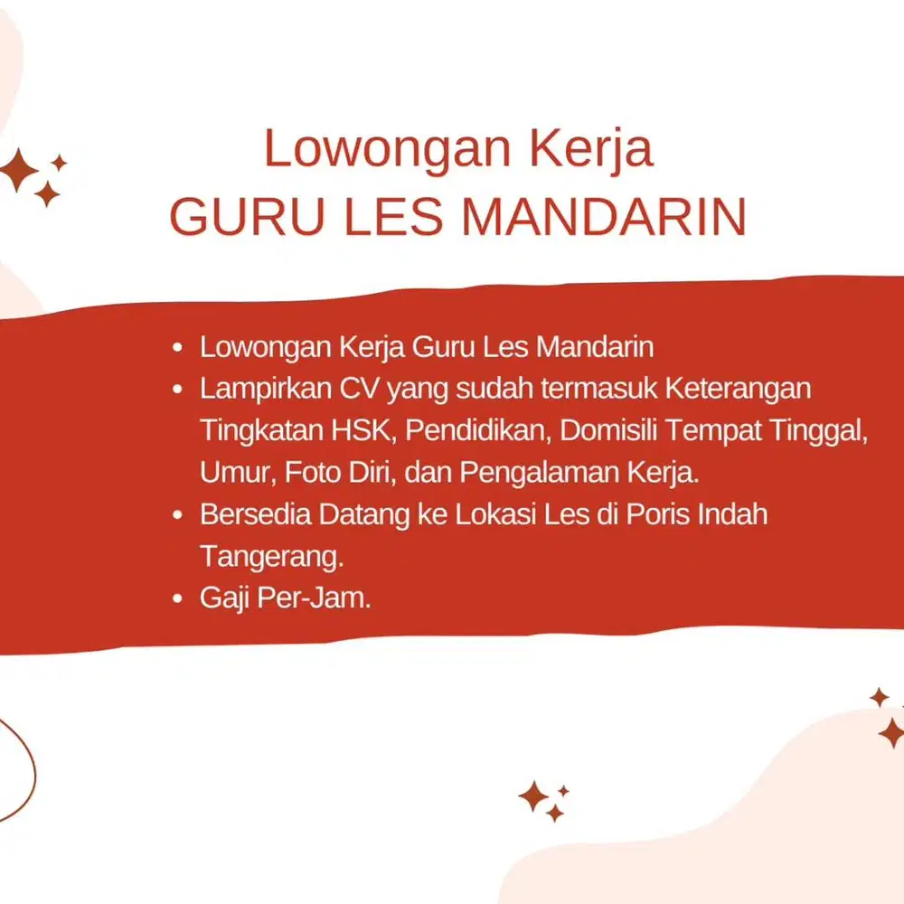 Lowongan Kerja Guru Les Mandarin Loker Poris Indah Bahasa China