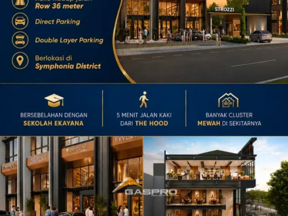 RUKO 3LANTAI STROZZI COMMERCIAL BY SUMMARECON LOKASI TERBAIK HADAP JALAN KPR DP 10X