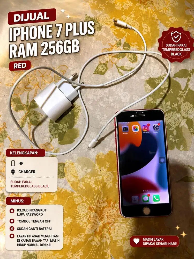 Dijual Cepat iPhone 7 PLUS 256GB Red