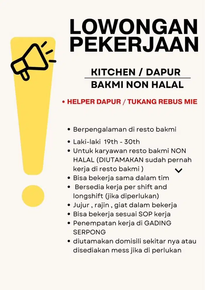 KOKI BAKMI NON HALAL