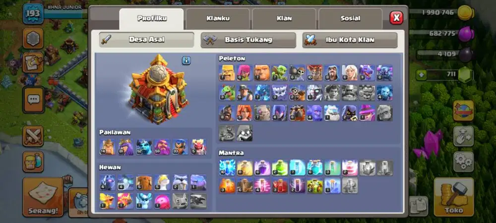 Jual akun Clash of Clans Th 16