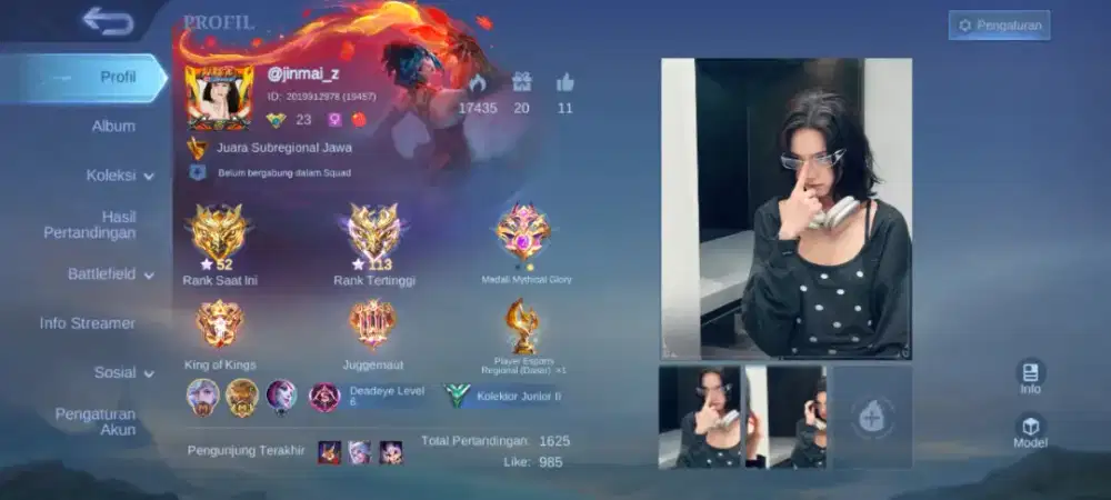 Jual akun games mobile legend smurf mantan immo