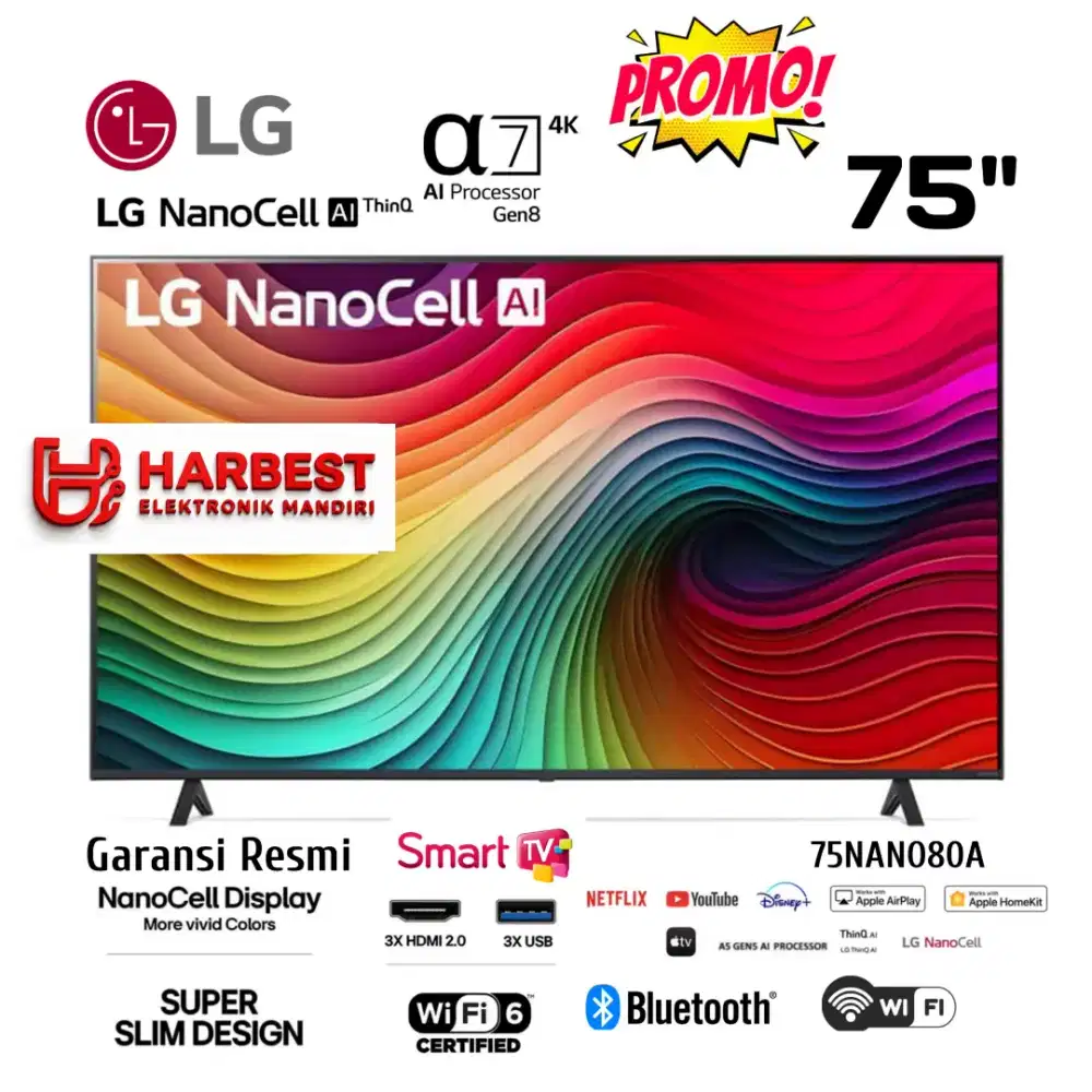 LG NANOCELL TV 75 Smart TV WebOS 75NANO80ASA AI Magic a7 AI PROCESSOR